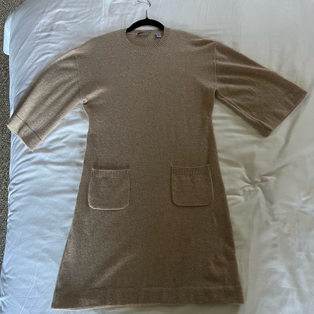 Cullen Beige Cashmere Midi Sweater Dress Bell sleeves women’s size Medium GUC. - Picture 5 of 11